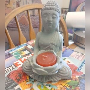 NWT Stone Buddha Statue W/Tea Candle